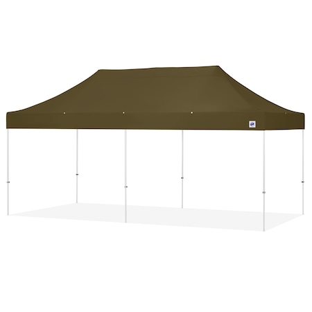 E-Z Up TAA Compliant Eclipse Shelter, 10' W x 20' L, White Steel Frame, OD Green Vented Top EC3STL20KFWHTVMCOD